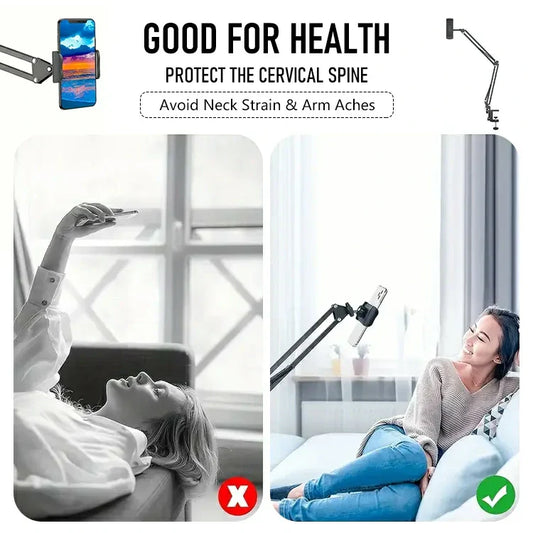 360° Rotating Long Arm Phone Holder with Clamp