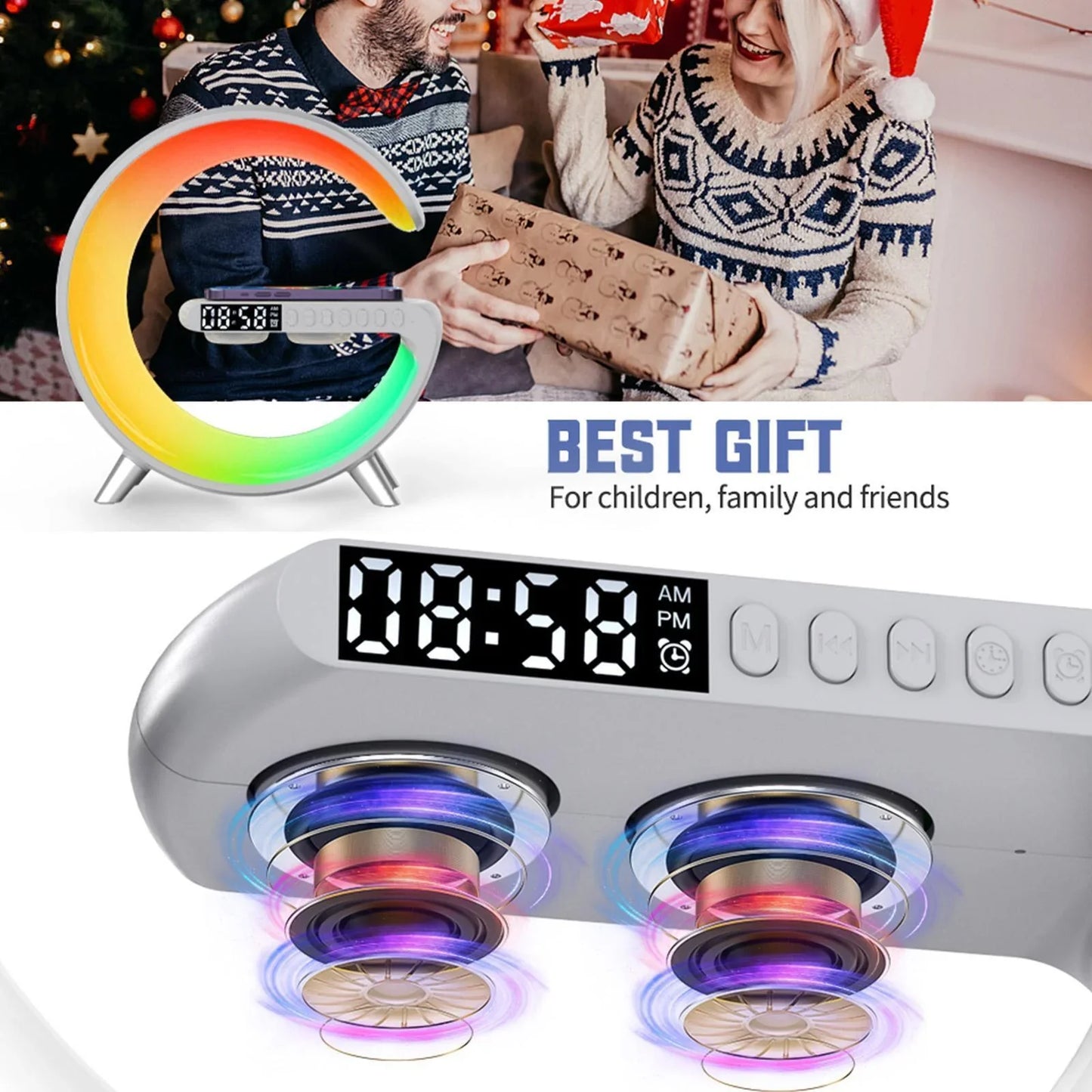 Smart Mood Lamp with Wireless Charging & Alarm