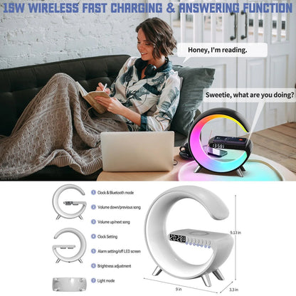 Smart Mood Lamp with Wireless Charging & Alarm